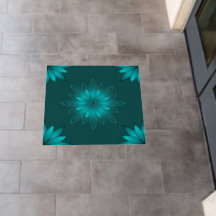 Tealblad Mandala Design på mörk cyan