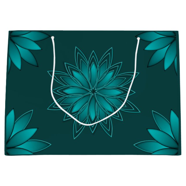 Tealblad Mandala Design på mörk cyan (Framsidan)