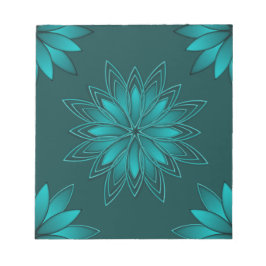 Tealblad Mandala Design på mörk cyan Anteckningsblock