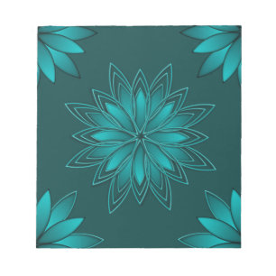 Tealblad Mandala Design på mörk cyan Anteckningsblock