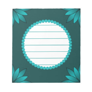 Tealblad Mandala Design på mörk cyan Anteckningsblock