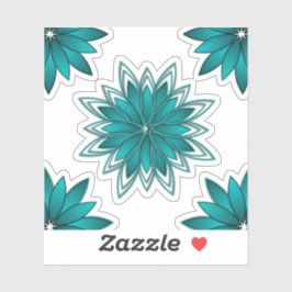 Tealblad Mandala Design på mörk cyan Klistermärken