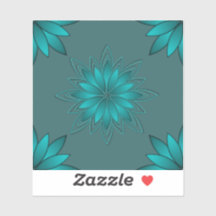 Tealblad Mandala Design på mörk cyan
