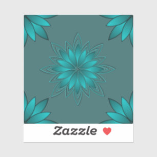 Tealblad Mandala Design på mörk cyan Klistermärken