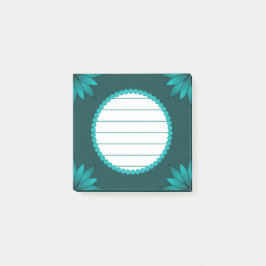 Tealblad Mandala Design på mörk cyan Post-it Block