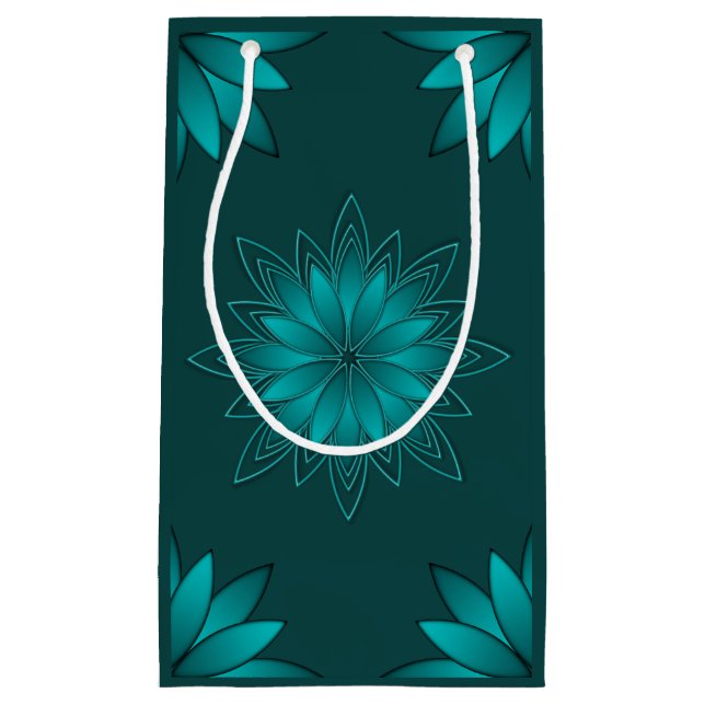 Tealblad Mandala-design på mörkt cyan (Framsidan)