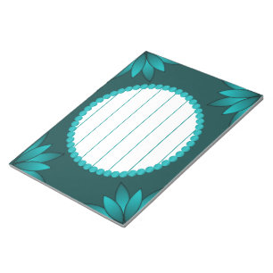 Tealblad Mandala-design på mörkt cyan Anteckningsblock