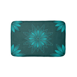 Tealblad Mandala-design på mörkt cyan Badrumsmatta