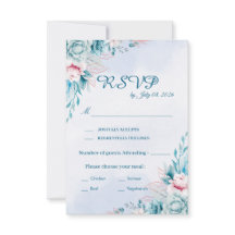 Tealblommig bröllops-RSVP-svarskort