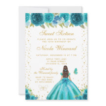 Tealblommig brunett hår prinsessa Sweet Sixteen