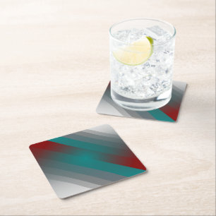 tealburgundi-grått-rand underlägg papper kvadrat