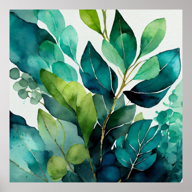 Tealgrön botanisk poster (Framsidan)
