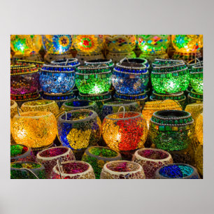 Tealights på en basar i Istanbul (Turkiet) Poster