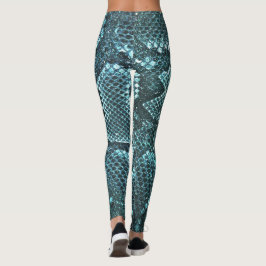 tealormskinn, ormskalor mönster leggings