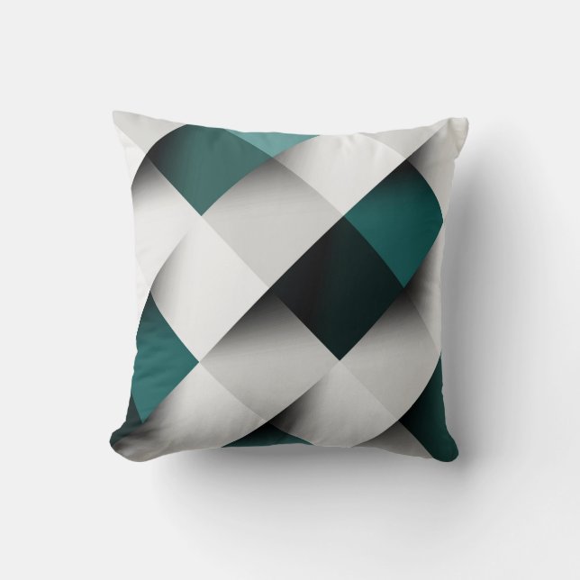 Teals/Grått Geometric Mönster Kudde (Framsida)