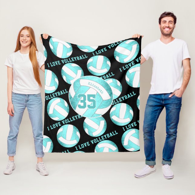 tealturkos i kärlek volleyball fleecefilt (På plats)