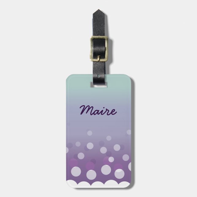 Tealy-Lila Bubbles Bagagebricka (Vertikal Framsida)