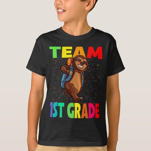 Team 1:a Klass Sloth Back to school T Shirt (Framsida)