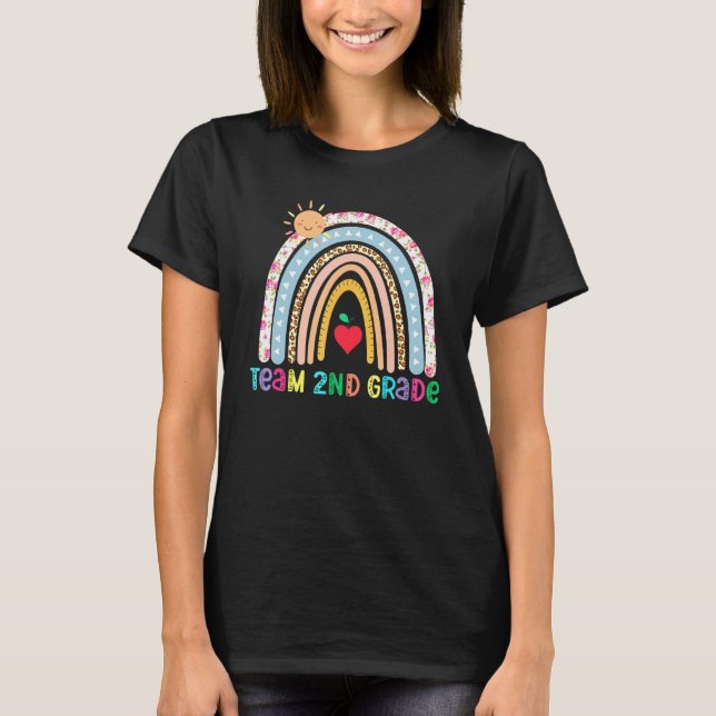 Team 2:a Klass Flowers Rainbow Second Klass Teache T Shirt (Framsida)