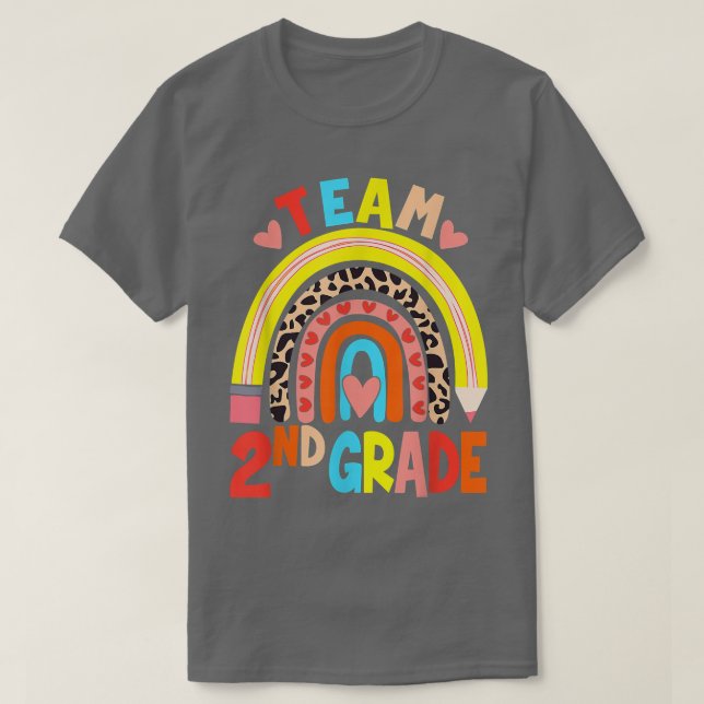 Team 2: Klass Rainbow Leopard Back to school Teac T Shirt (Design framsida)