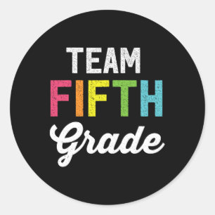 Team 5:e femte klass läraren Byck Till skolan topp Runt Klistermärke