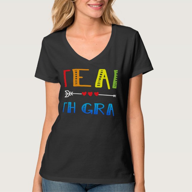 team 7th grade heart back to school teacher cute a t shirt (Framsida)