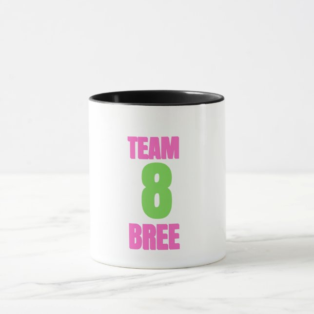 Team 8 Bree-mugg, söt rosa grön teammugg, nummer  Mugg (Center)