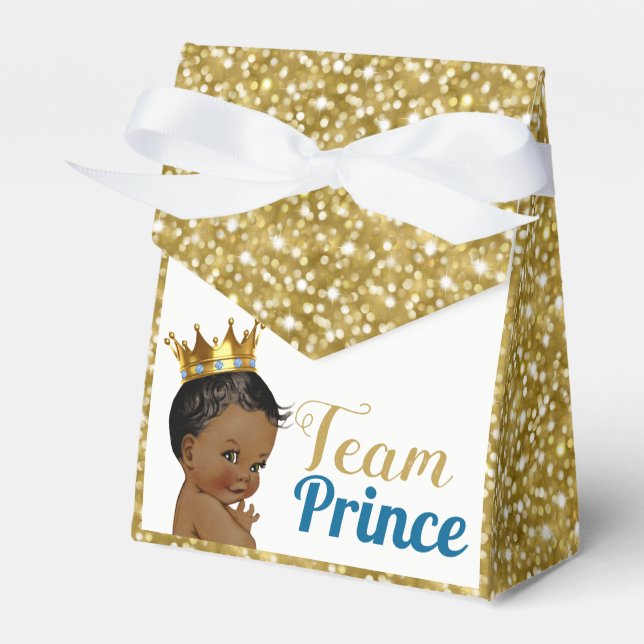 Team African Prince Guld Glitter Favor Tält Presentaskar (Framsidan Sidan)