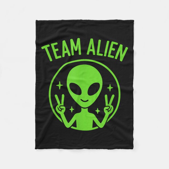 Team Alien – Funny Green Extraterrestrial Peace Si Fleecefilt (Framsidan)