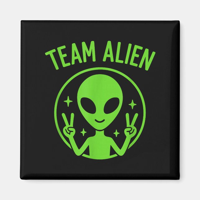 Team Alien – Funny Green Extraterrestrial Peace Si Magnet (Framsidan)