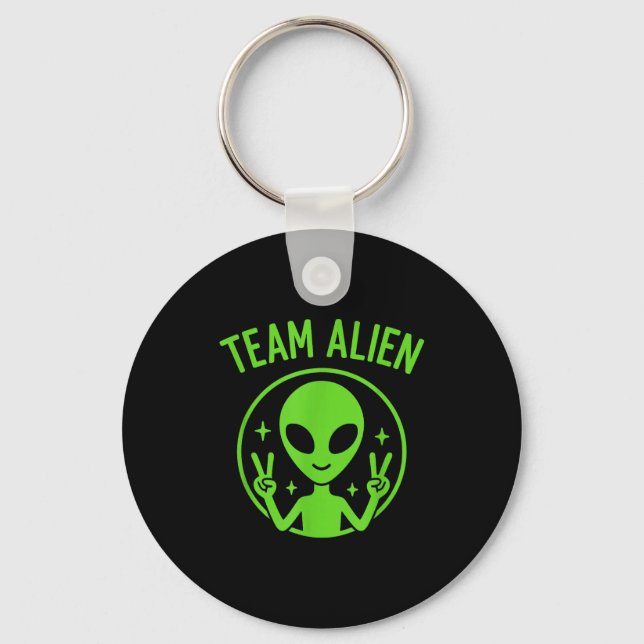Team Alien – Funny Green Extraterrestrial Peace Si Nyckelring (Framsida)
