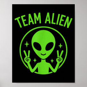 Team Alien – Roligt Grönt Utomjordiskt Freds Si Poster