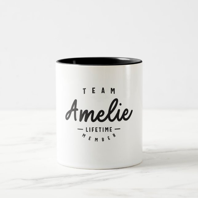 Team Amelie-livstidsmedlem Personlig Namn Två-Tonad Mugg (Center)