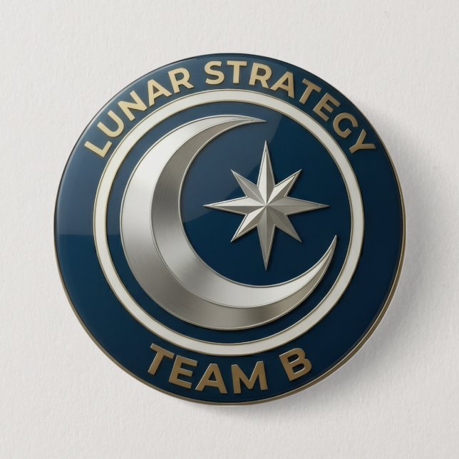 Team B Lunar Strategi Emblem | Mån- och Stjärnleda Knapp (Framsida)