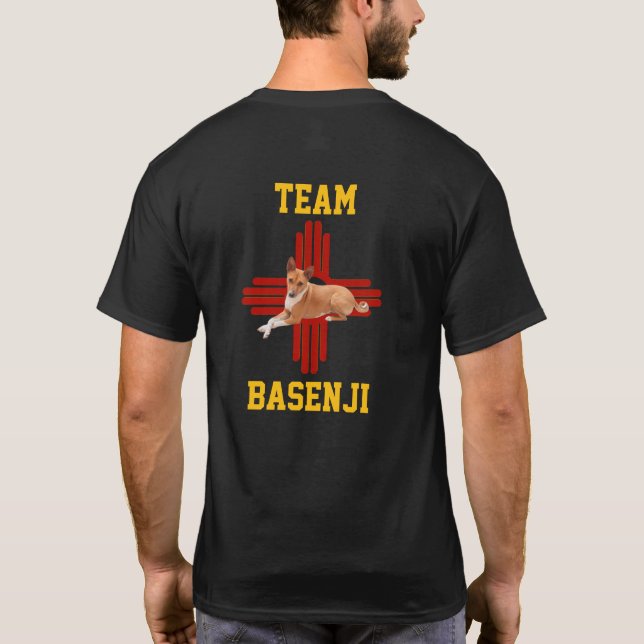 Team Basenji New Mexico Dog Sighthound T Shirt (Baksida)