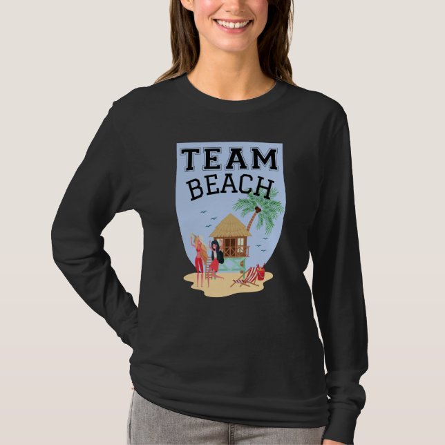 Team Beach Women Palm Tree Hut T Shirt (Framsida)