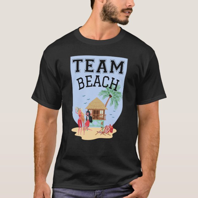 Team Beach Women Palm Tree Hut T Shirt (Framsida)