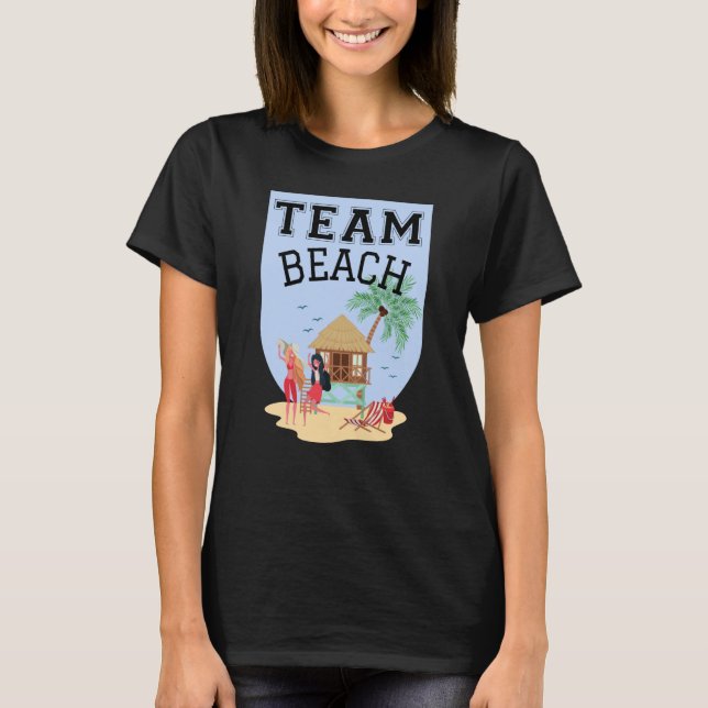 Team Beach Women Palm Tree Stuga T Shirt (Framsida)