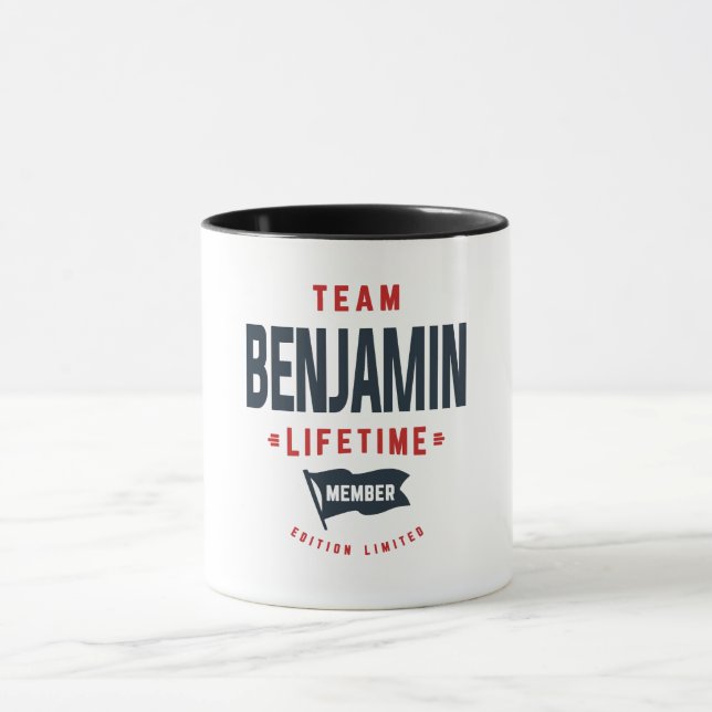 Team Benjamin livtidsmedlem Funny Namn Benjamin Mugg (Center)