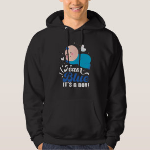 Team Blå Det Är En Pojke Graviditet Baby Köns Avsl Hoodie