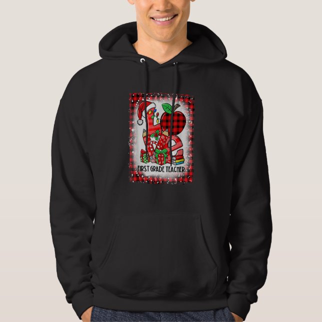Team Bleached Love 1st First Grade Teacher Santa C Hoodie (Framsida)