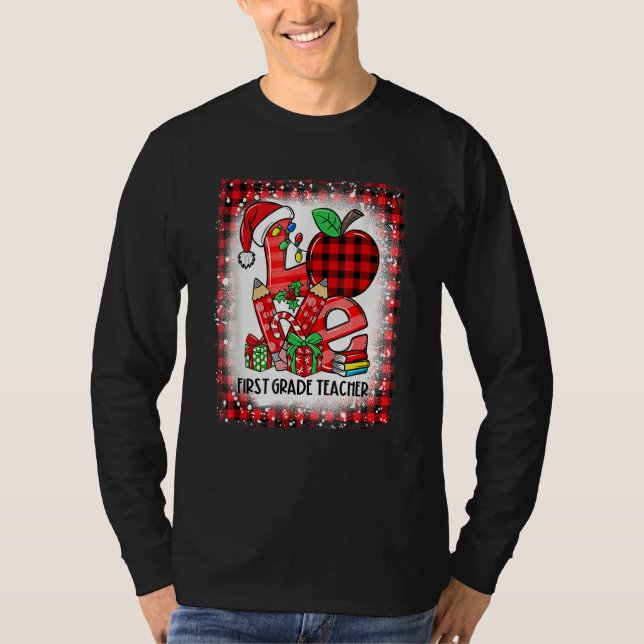 Team Bleached Love 1st First Grade Teacher Santa C T Shirt (Framsida)