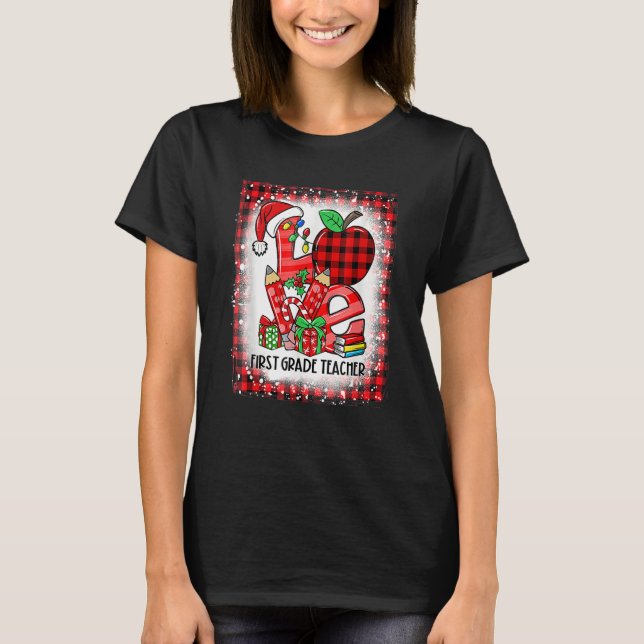 Team Bleached Love 1st First Grade Teacher Santa C T Shirt (Framsida)