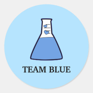 Team Blue Gender Reveal Science Beaker Runt Klistermärke