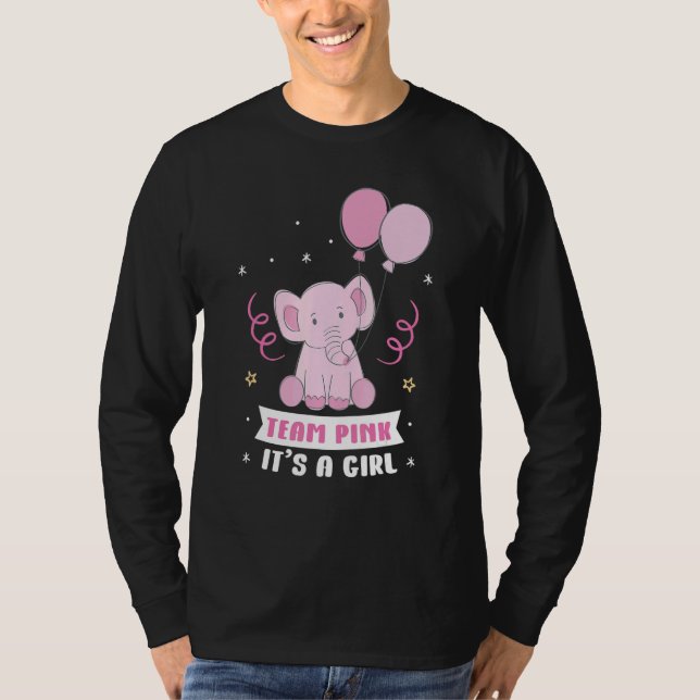 Team Blue It's A Girl Pregnancy Elephant Gender Re T Shirt (Framsida)