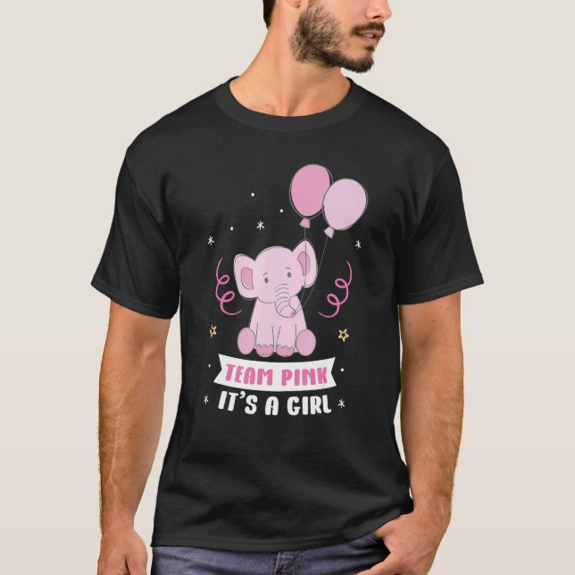 Team Blue It's A Girl Pregnancy Elephant Gender Re T Shirt (Framsida)