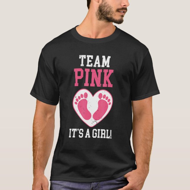 Team Blue It's A Girl Pregnancy Foot Print Gender  T Shirt (Framsida)
