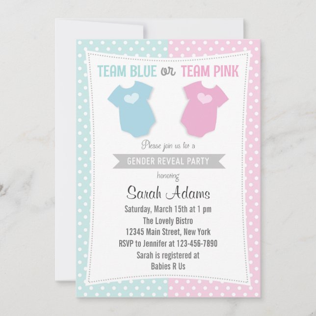 Team Blue Team Rosa Gender Reveal Party-inbjudan Inbjudningar (Framsida)