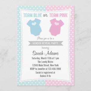 Team Blue Team Rosa Gender Reveal Party-inbjudan Inbjudningar