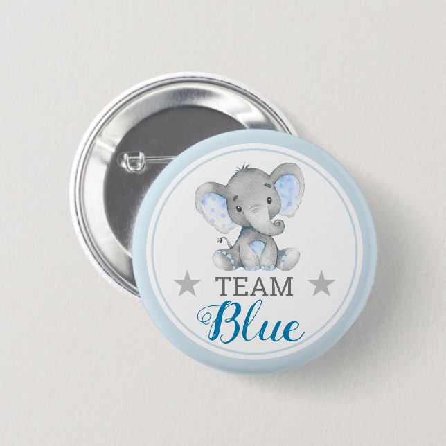 Team Blue Vote Gender Reveal Baby Shower Sprinkle Knapp (Framsida & baksida)